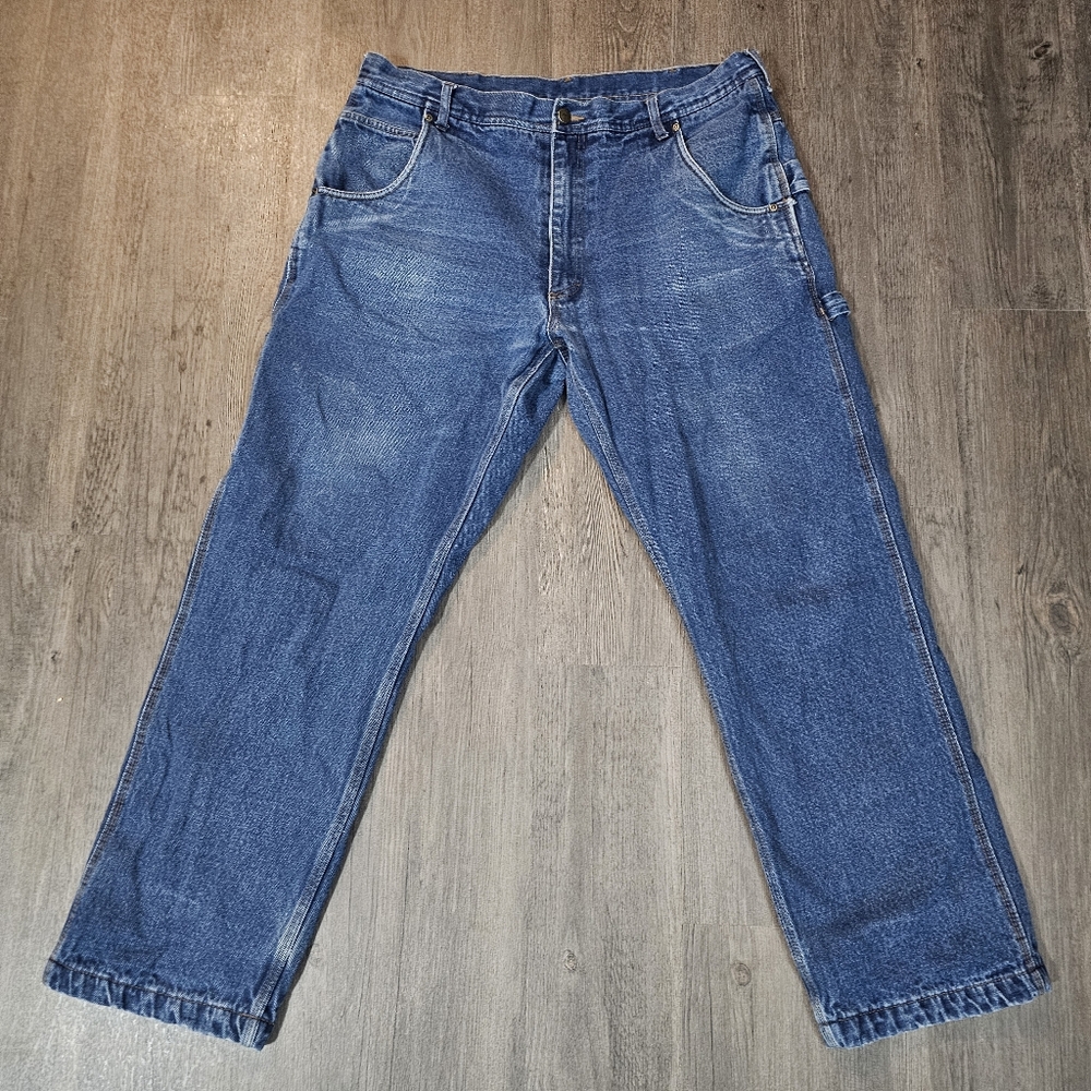 Key Carpenter Mens Jeans 38x32 Blue Lined Polar King Medium Wash Denim Pants